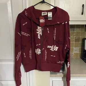Dr Pepper Women's Burgundy Zip-Up Hoodie Jacket